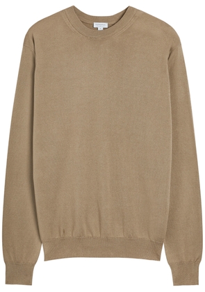 Sunspel Cotton Jumper - Light Brown - XL