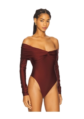 The Andamane Kendall Bodysuit in Burgundy. Size M. Also in XS, S.