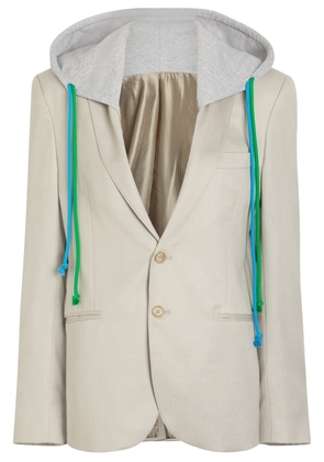 Bettter Layered Hooded Wool-bend Blazer - Grey - L (UK14 / L)