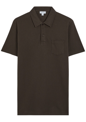Sunspel Riviera Cotton Polo Shirt - Dark Brown - L