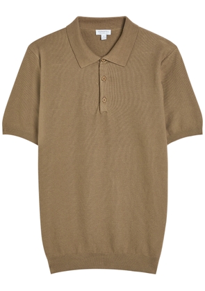 Sunspel Piqué Cotton Polo Shirt - Brown - L