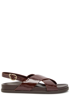 Ancient Greek Sandals Ikesia Textured Patent Leather Sandals - Brown - 41 (IT41/ UK8)