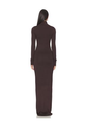 Eterne Long Sleeve Turtleneck Soft Jersey Maxi Dress in Brown. Size S. Also in XS, XL.