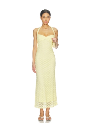 Bardot Mariko Halter Neck Midi Dress in Yellow. Size 2. Also in 10, 12, 4, 6, 8.