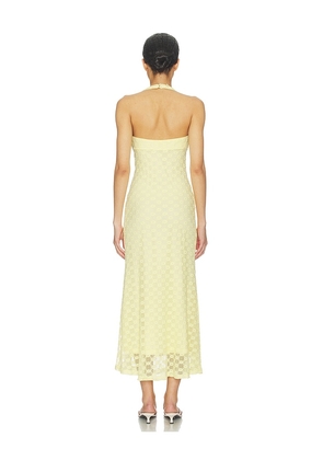Bardot Mariko Halter Neck Midi Dress in Yellow. Size 2. Also in 4, 6, 8, 10, 12.