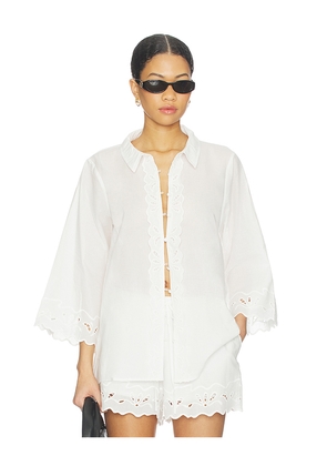 Bardot Aleria Cotton Shirt With Trim in White. Size 10. Also in 12, 2, 4, 6, 8.