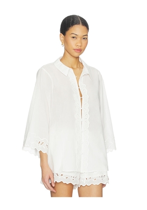 Bardot Aleria Cotton Shirt With Trim in White. Size 10. Also in 4, 6, 8.
