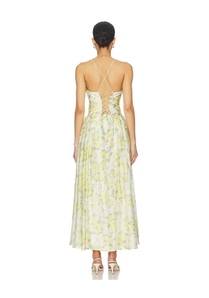 Bardot Estie Printed Maxi Dress in Yellow. Size 10. Also in 12, 4, 6, 8.