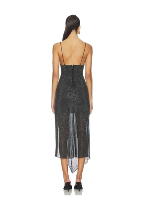 Alice + Olivia Harmony Embell Midi Dress With Slit in Black. Size 4. Also in 10.