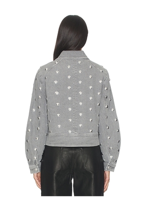 Cinq a Sept Studded Denim Harriet Jacket in Blue. Size XL. Also in XS, S.