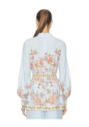 HEMANT AND NANDITA Scarf Neck Top in Baby Blue. Size M. Also in S, XL.