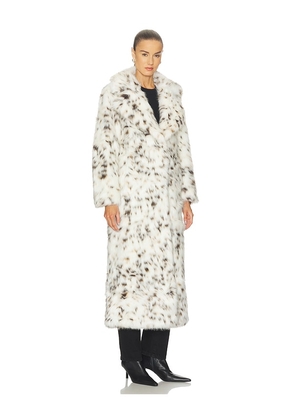 Apparis Gabrielle Snow Leopard Maxi Coat in White. Size S. Also in M, XS, XXS.