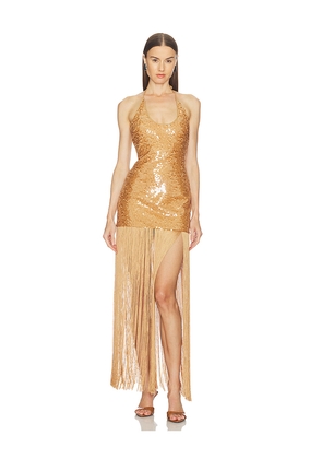 Camila Coelho Ankira Maxi Dress in Metallic Bronze. Size L. Also in M, S, XL, XS, XXS.