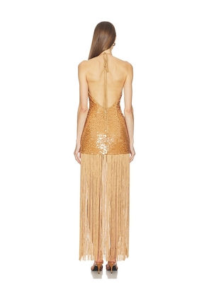 Camila Coelho Ankira Maxi Dress in Metallic Bronze. Size L. Also in S, M, XL.
