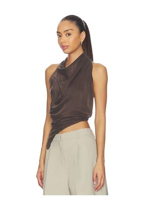 EAVES Frida Silk Top in Chocolate. Size L. Also in XL.
