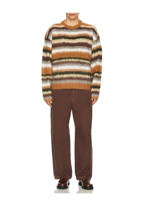Bound Alpaca Brushed Stripe Sweater in Brown. Size M. Also in S.