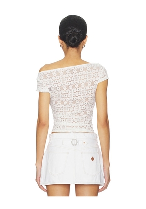 Abrand Little Miss Lace Tee in White. Size L. Also in S, XS, M.