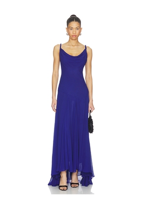 Alice + Olivia Sarika Twist Strap Hi Low Seamed Slip Dress in Blue. Size 0. Also in 10, 12, 2, 4, 6, 8.