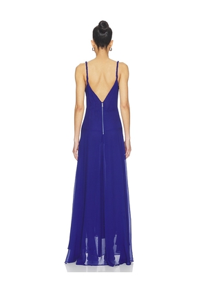 Alice + Olivia Sarika Twist Strap Hi Low Seamed Slip Dress in Blue. Size 0. Also in 2, 12.