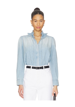 Citizens of Humanity Calista Frill Collar Shirt in Blue. Size L. Also in M, S, XL, XS.