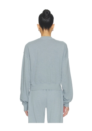 Eterne Lightweight French Terry Cropped V-neck Sweatshirt in Slate. Size M. Also in XS, S.