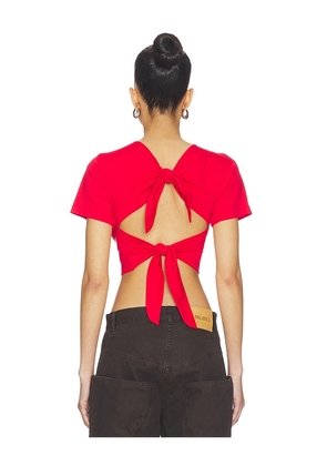 THE ATTICO Cropped T-Shirt in Red. Size 36. Also in 38, 40, 44.
