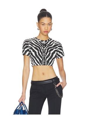 THE ATTICO Cropped T-Shirt in White,Black. Size 36. Also in 38, 40.