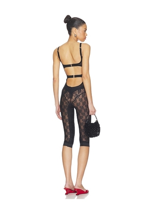 THE ATTICO Lace Overall Catsuit in Black. Size 36. Also in 38, 40, 42, 44.
