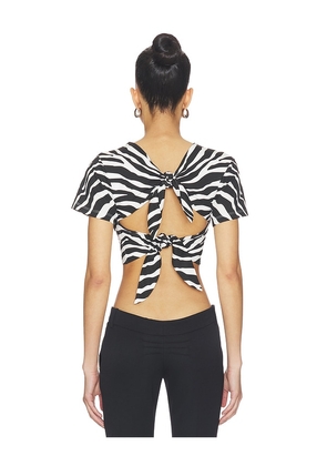 THE ATTICO Cropped T-Shirt in White,Black. Size 36. Also in 38, 40, 42, 44.