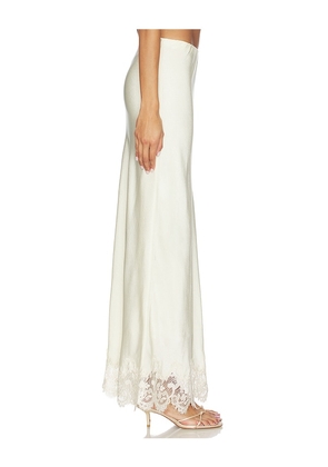 Bardot Elisan Lace Satin Midi Skirt in White. Size 10. Also in 4, 6.