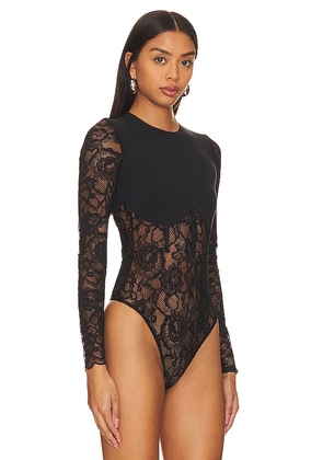 fleur du mal Boned Bodysuit in Black. Size L. Also in S.