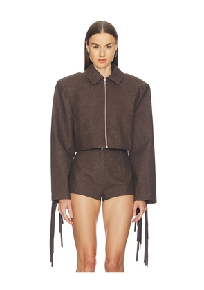 Camila Coelho Lera Jacket in Chocolate. Size L. Also in XXS, S, M, XL.