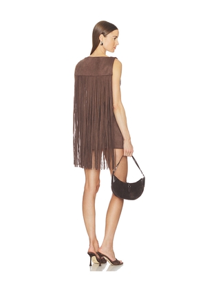 Camila Coelho Lera Mini Dress in Chocolate. Size L. Also in M, S, XS, XXS.
