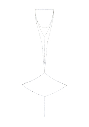 Camila Coelho Helena Body Chain in Metallic Silver.