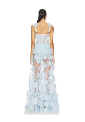 Bronx and Banco Rosalie Floral Gown in Baby Blue. Size XS. Also in S, XL.