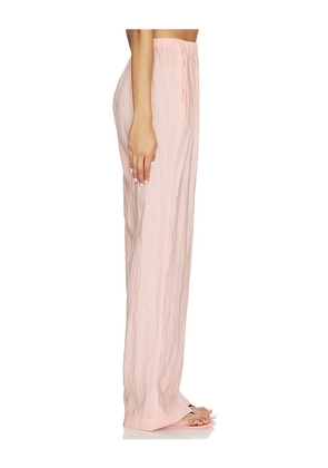AEXAE Linen Low Waist Day Pant in Pink. Size L. Also in XS, S, M.
