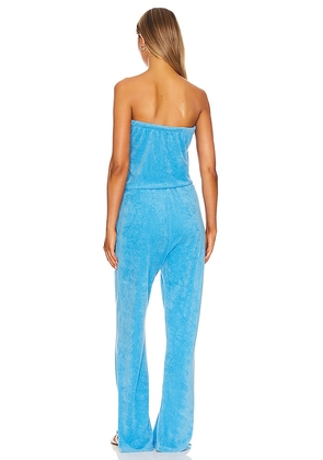 MONROW Bandeau Jumpsuit in Teal. Size M. Also in S, XS, L, XL.