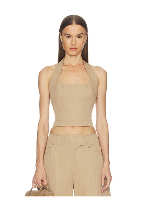 Camila Coelho Amaia Top in Taupe. Size L. Also in M, S, XL, XS.