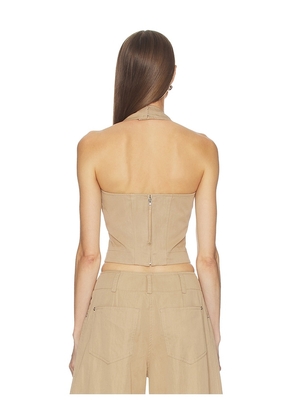 Camila Coelho Amaia Top in Taupe. Size L. Also in XS, S, M, XL.