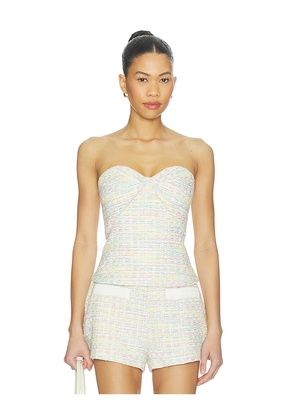 Amanda Uprichard Soho Top in White,Blue. Size L. Also in M, S, XL, XS.