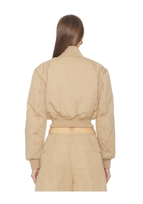 Camila Coelho Maiara Bomber Jacket in Taupe. Size L. Also in XS, S, M, XL.