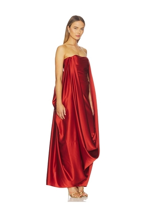 Alejandra Alonso Rojas Draped Overlay Gown in Red. Size 0. Also in 2.