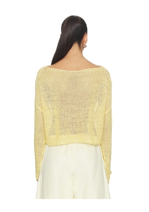 Enza Costa Linen Open Knit Bateau Sweater in Yellow. Size XS. Also in S, M, L.