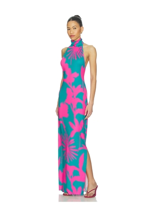 eywasouls malibu Montana Midi Dress in Fuchsia,Teal. Size L. Also in M, S, XS.