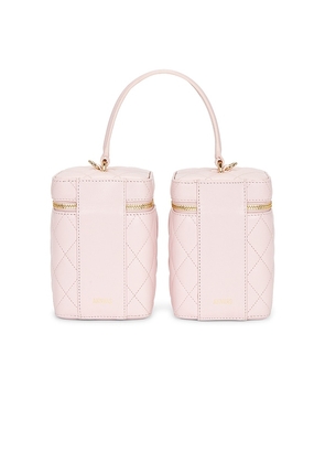 AKNVAS Rox Mini Quilted Leather Double Box Bag in Pink.