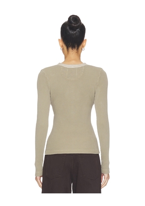 Citizens of Humanity Drea Waffle Henley Top in Olive. Size L. Also in XS, S, M.