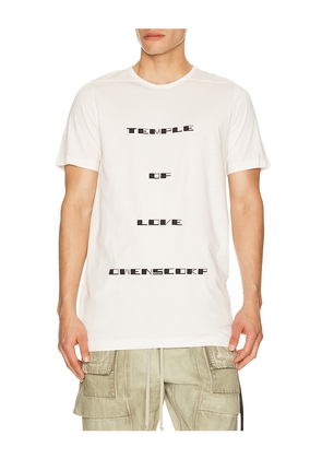 DRKSHDW by Rick Owens Temple of Love Owenscorp Graphic Level T in White. Size L. Also in M, S, XL/1X.