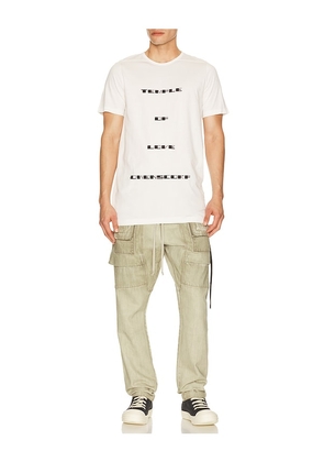 DRKSHDW by Rick Owens Temple of Love Owenscorp Graphic Level T in White. Size L. Also in M, S, XL/1X.