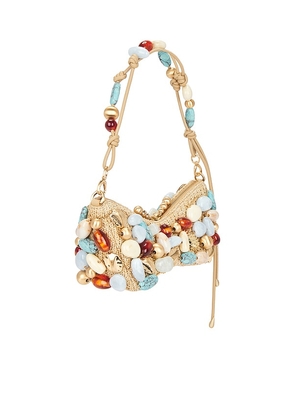 Cult Gaia Mercier Clutch in Tan,Blue.