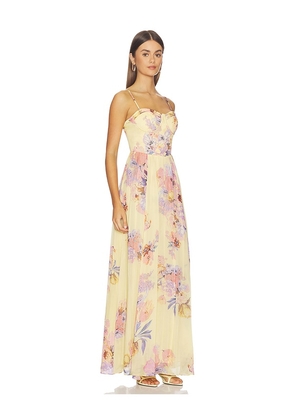 HEMANT AND NANDITA Corseted Long Dress in Lemon. Size S. Also in XXS, M, XL.